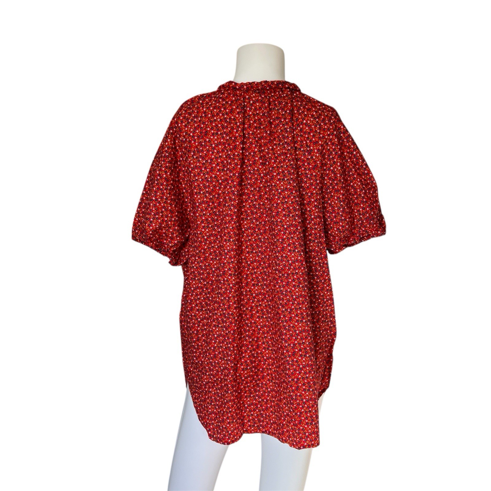 Vintage Barry Ashley Blouse Short Sleeve Red Floral Print Colorful