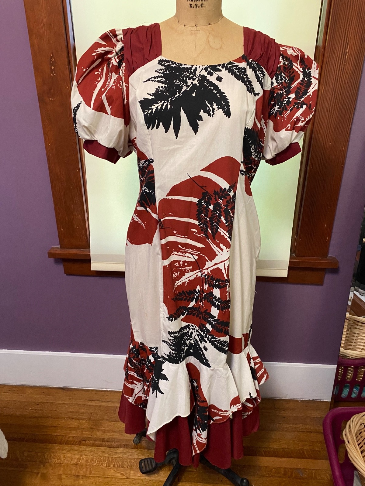 Vintage Made in Hawaii Muu Muu Apparel Hawaiian Tiki Luau Dress L
