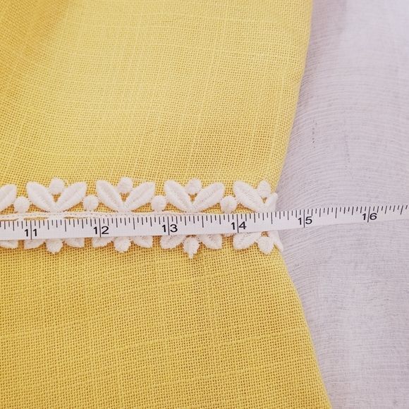 MOLLIE PARNIS BOUTIQUE Vtg 70s Yellow Linen Shift Daisy Dress