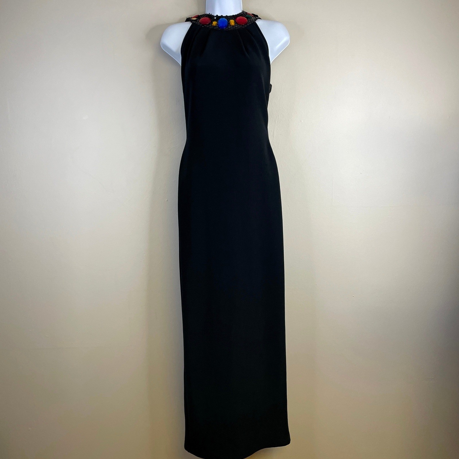 Lillie Rubin Vintage Formal Dress Small Bejeweled Chic Glam Red Carpet Long Gown