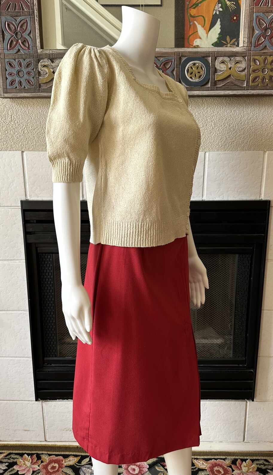 Vintage You Babes Red Skirt W/ Front Slit Juniors Size 9 Waist 26” Hips 36”