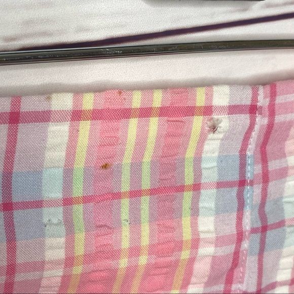 Vintage 80’s Pink Plaid Preppy Seersucker Top and Shorts 2 Piece Set Size Small