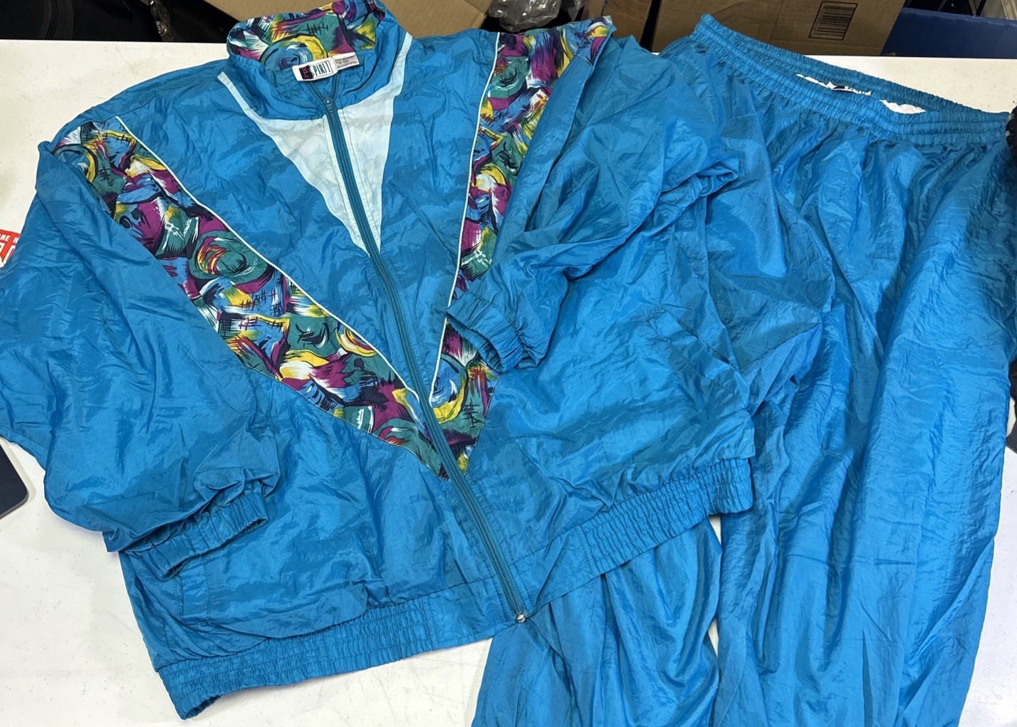 Retro Track Suit 80s 90s Women’s X LARGE Nylon Bolo Spirit Athletic COLORBLOCK