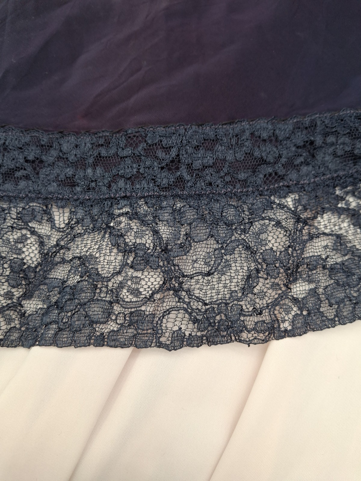 Vintage 50s Sears Charmode Navy Blue Nightgown Slip Dress Lace Trim Size 34