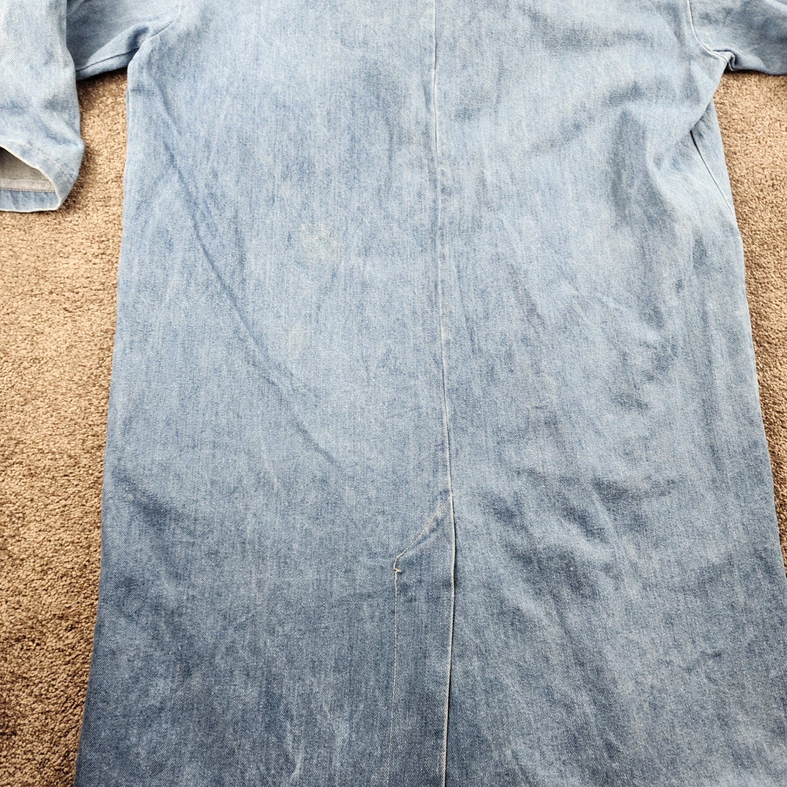 Stuffed Shirt Denim Duster Jacket Womens Large Blue Good Vintage 100% Cotton USA