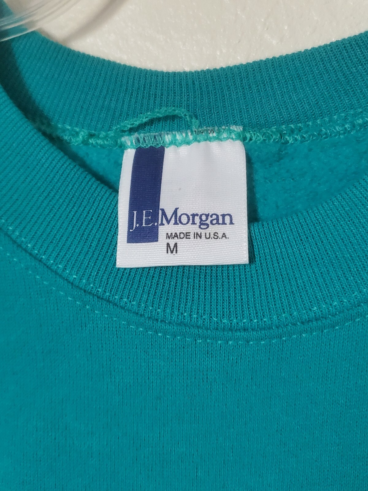 Vintage J.E. Morgan plain Teal blue green M cotton crew neck sweatshirt
