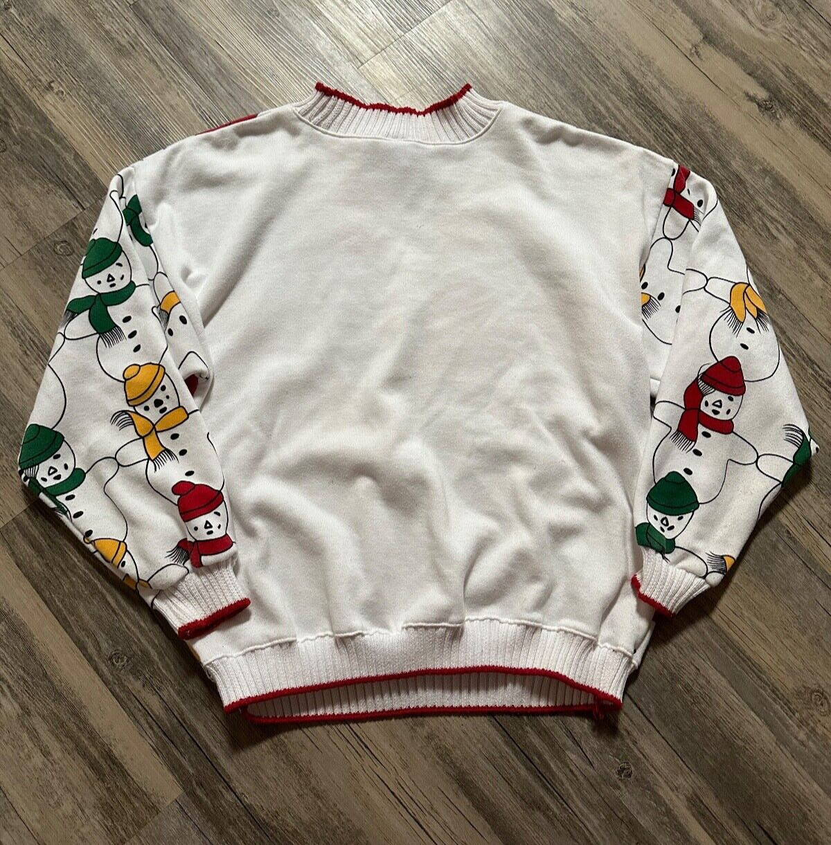 Vtg Hasting Smith AOP All Over Print Snowman Christmas Sweatshirt Medium Granny