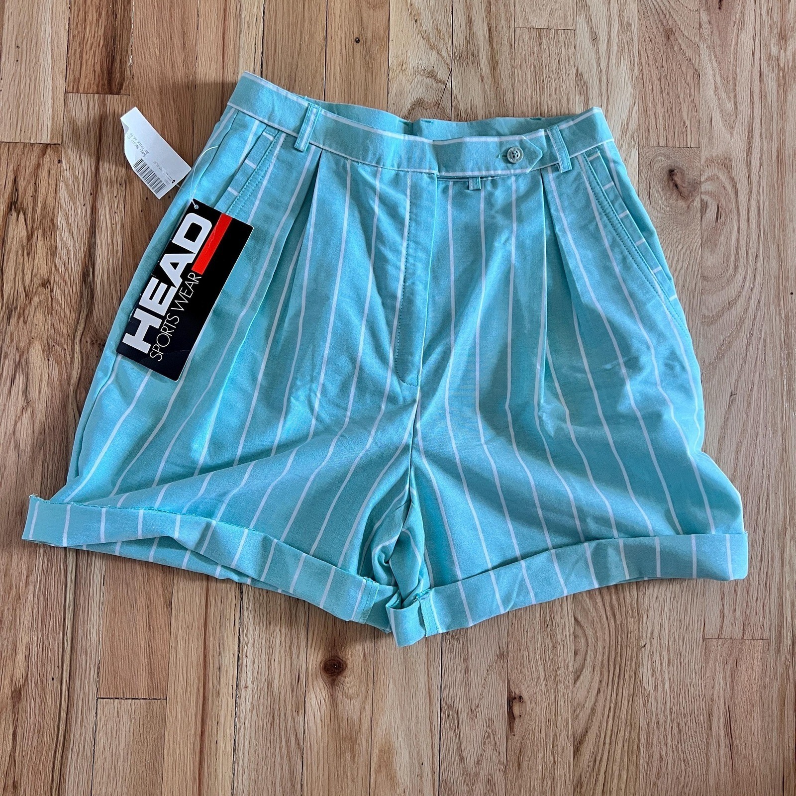 Vintage green and white pastel striped bermuda shorts 10 DEADSTOCK