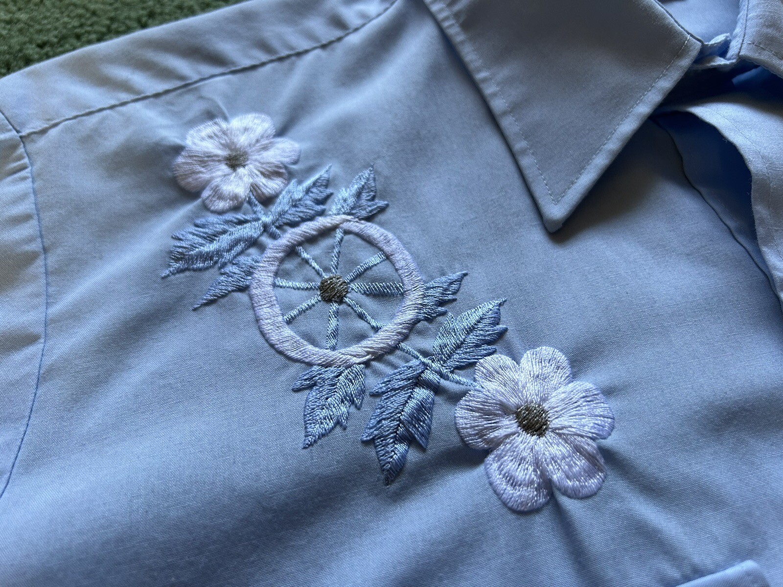 Vintage Women’s Karman Pearl Snap Button Down Long Sleeve Blue Western Shirt