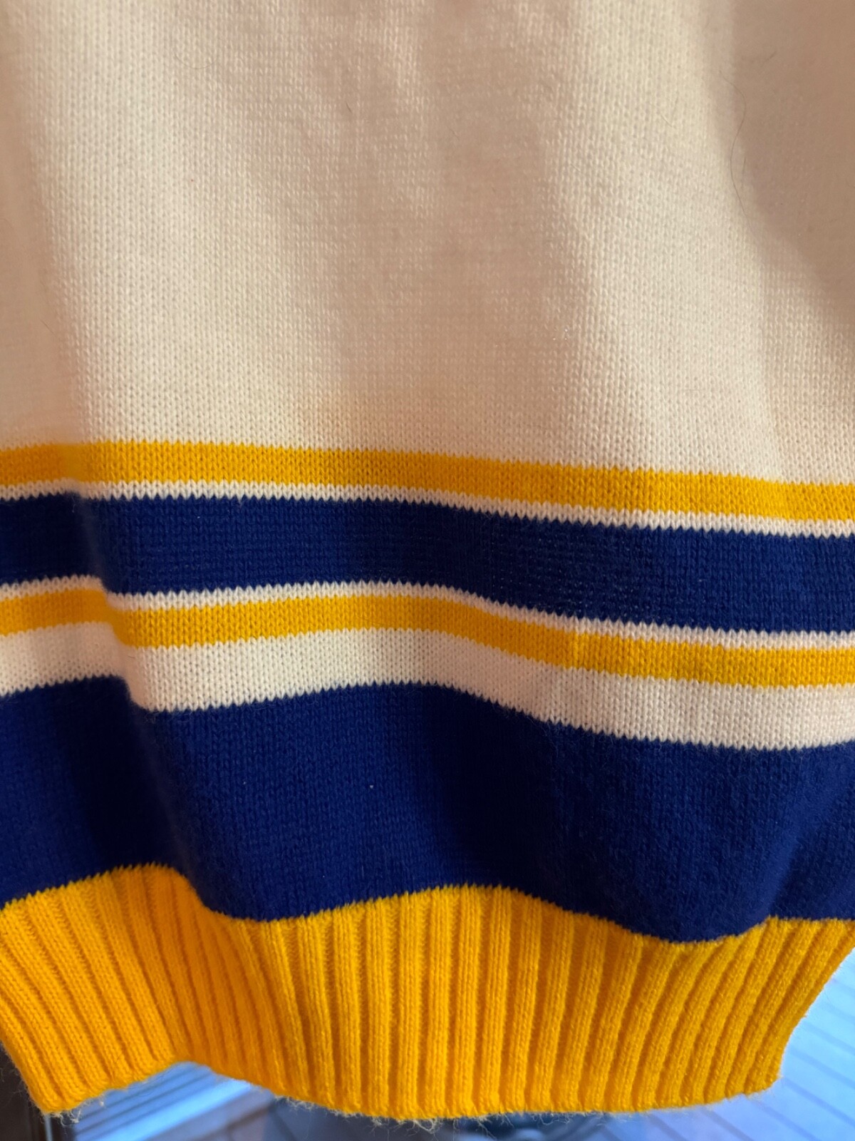 Vintage Dehen Cheerleading Sweater, Size Medium, Royal Blue, Gold and White