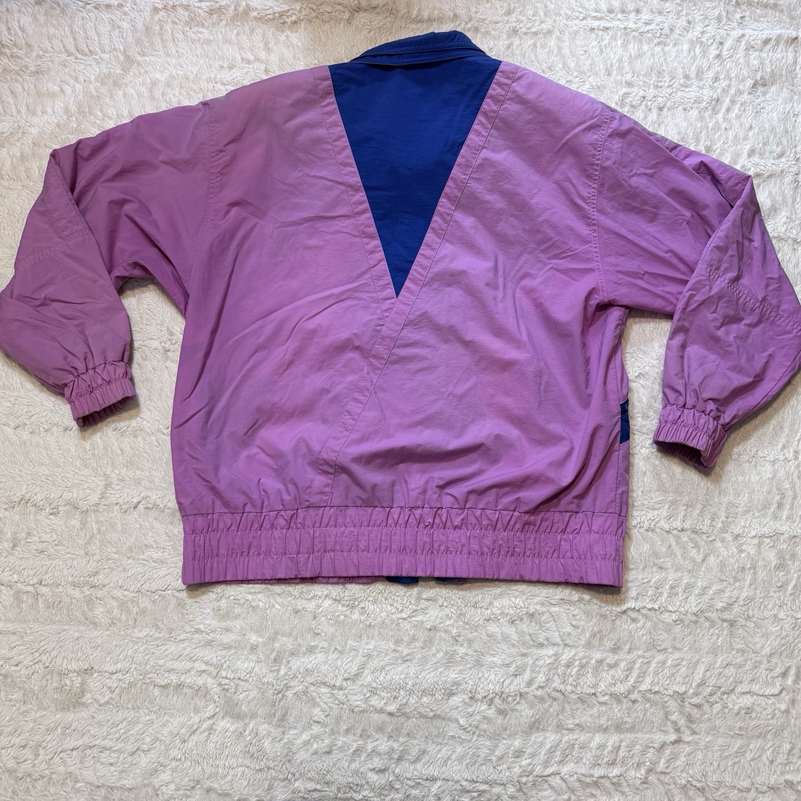 Vintage 1980s London Fog Coat Pink Purple Colorblock Elastic Waist Fully Lined