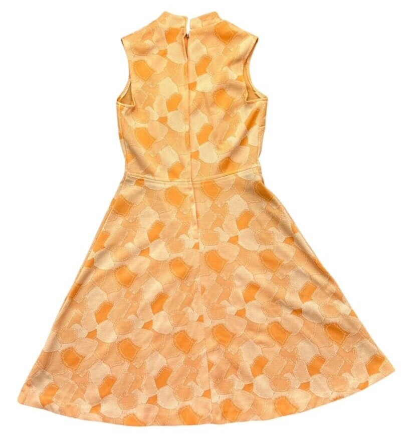 1970s Mod Dress Size M Sleeveless Orange Hippie Disco Secretary