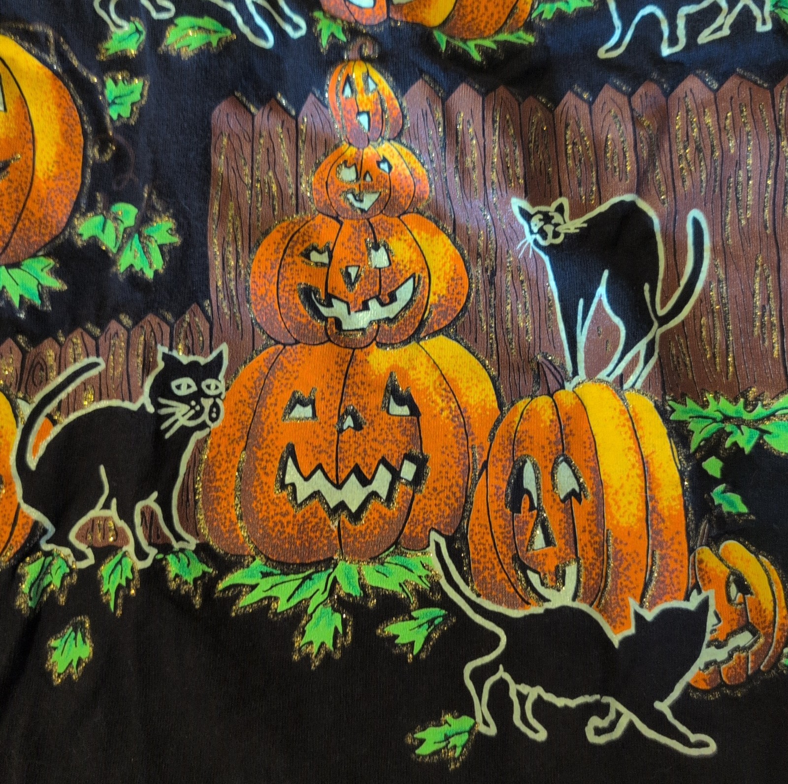 Vintage long sleeve Halloween black pumpkin cat shirt KWBL LA One Size (M/L)