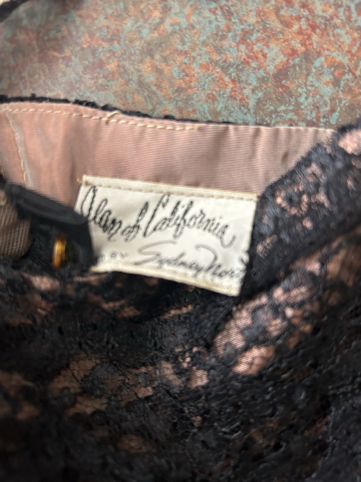 Vintage 50s Black Lace Illusion Dress Pin Up Convertible Slim Mid Century Pencil