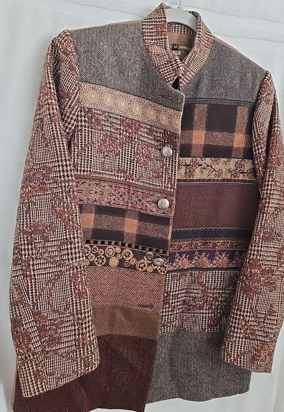 La Bonne Renommee Wool Patchwork Jacket Paris Size 40 Euro Eclectic Vintage
