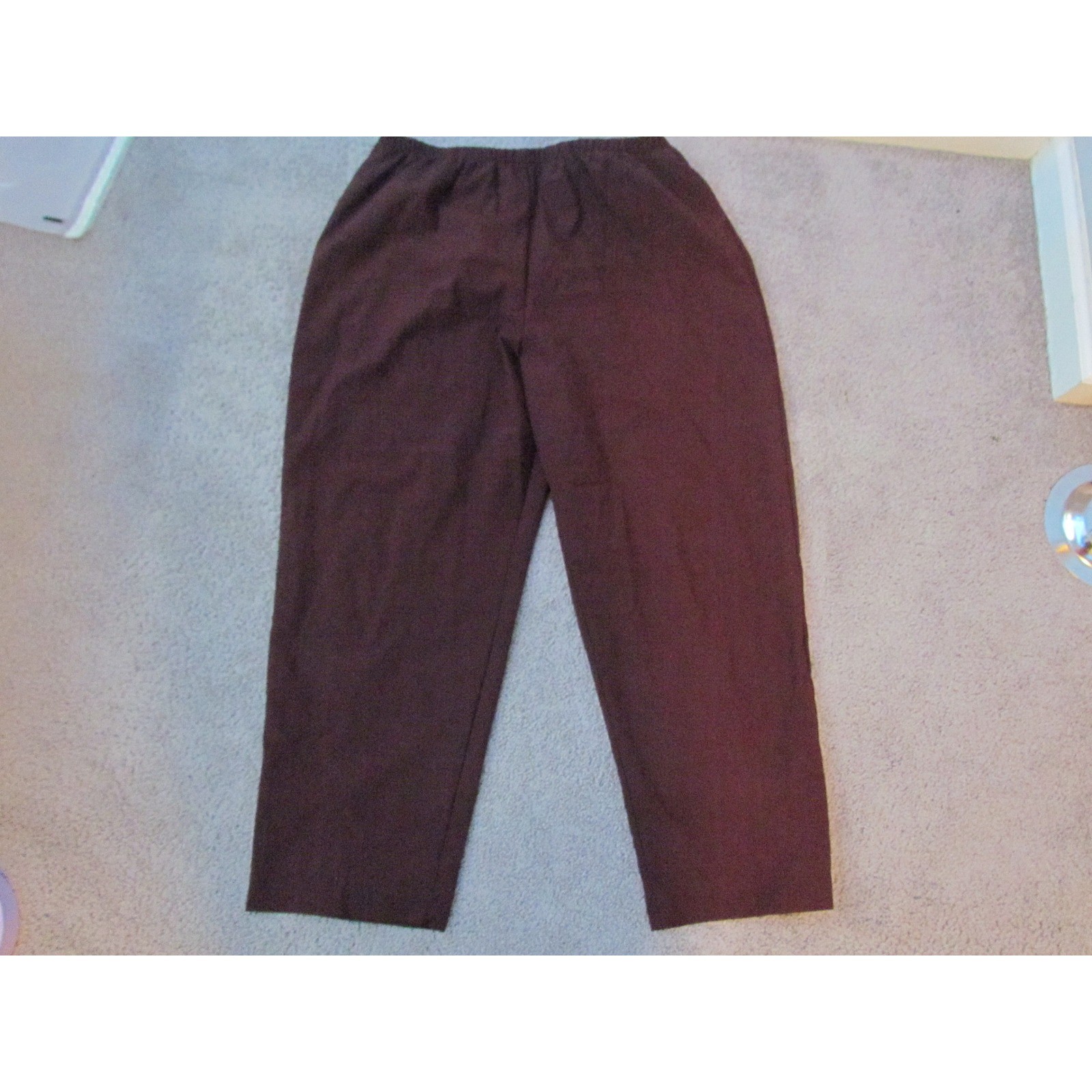 Silver Threads Ltd. Pants 2X Brown Vintage Elastic Waist Straight Leg USA