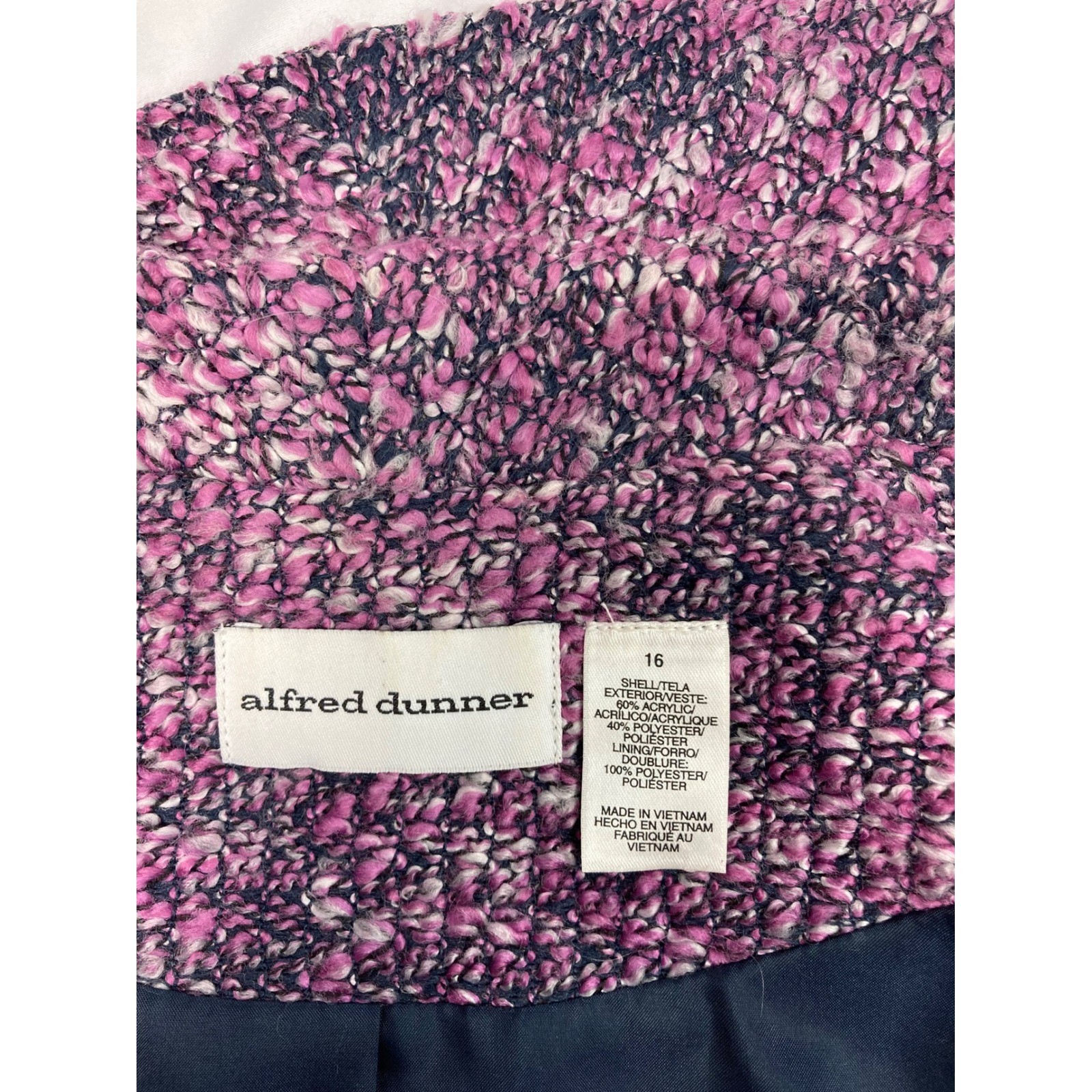 Vintage Alfred Dunner Bouclé Blazer Jacket Pink Black Size 16 Textured
