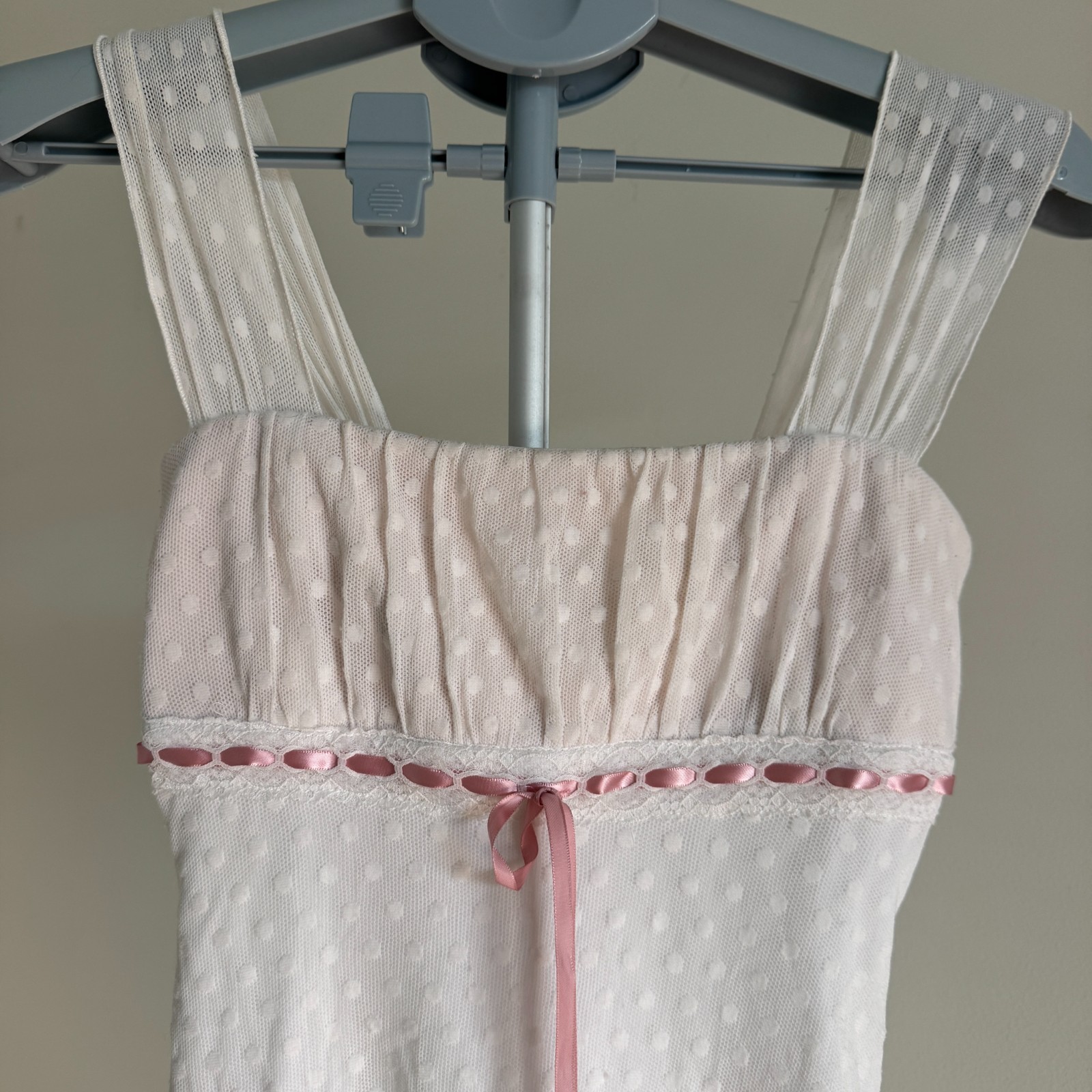 Vintage Y2K InMy Michelle White Ribbon-Threaded Lace Hanky Hem Fairy Dress Small