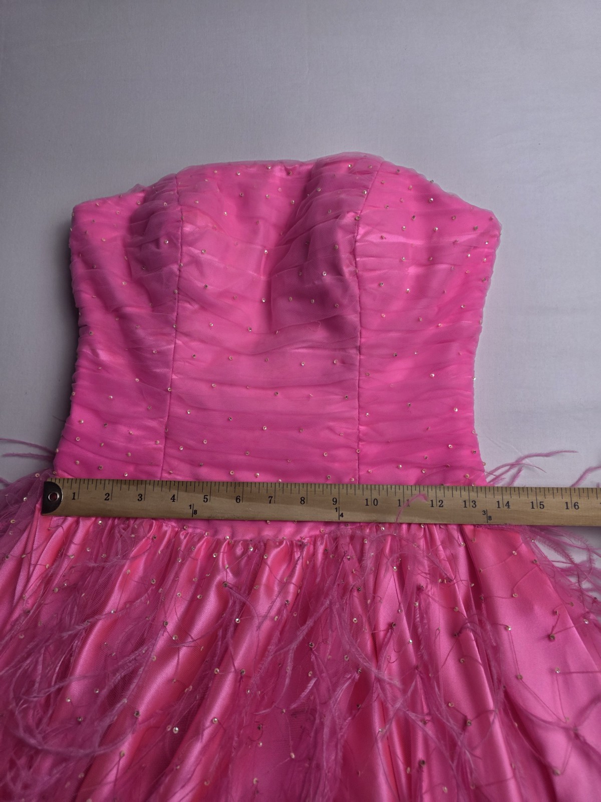 Vtg 80s Alyce Designs Strapless Ruched Bodice Mini Dress Women 6 Barbiecore Glam