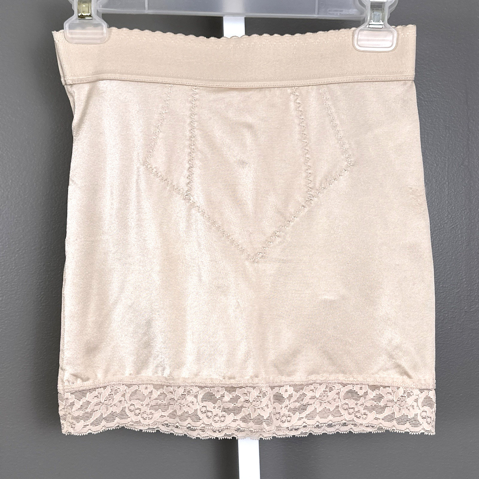 Vintage Cupid 511 Shaping Slip XL Second Skin Satin Control Lace Hem Body Shaper