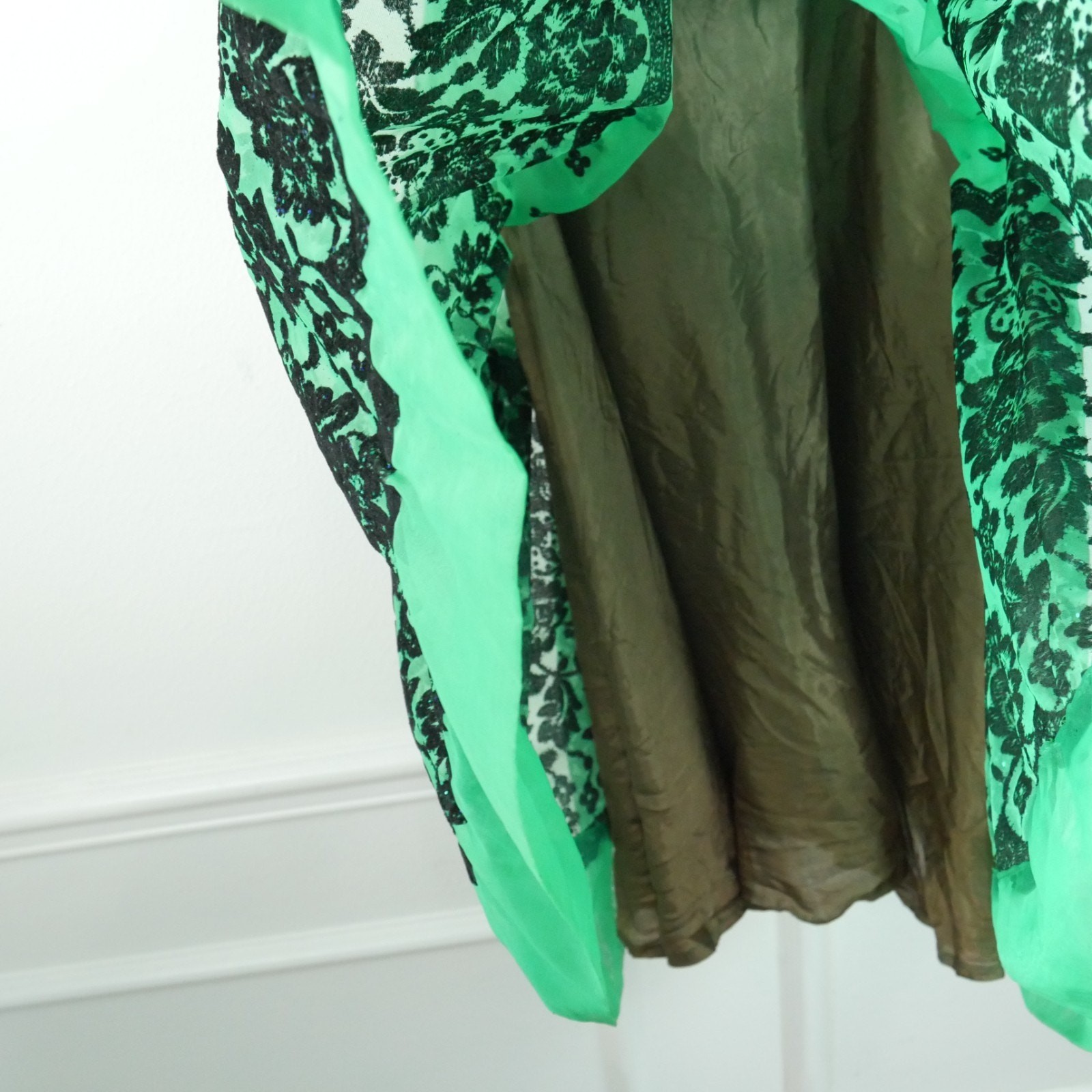Vintage XS Party Dress 50s 60s Velvet Green Holiday Fit Flare Retro Festive