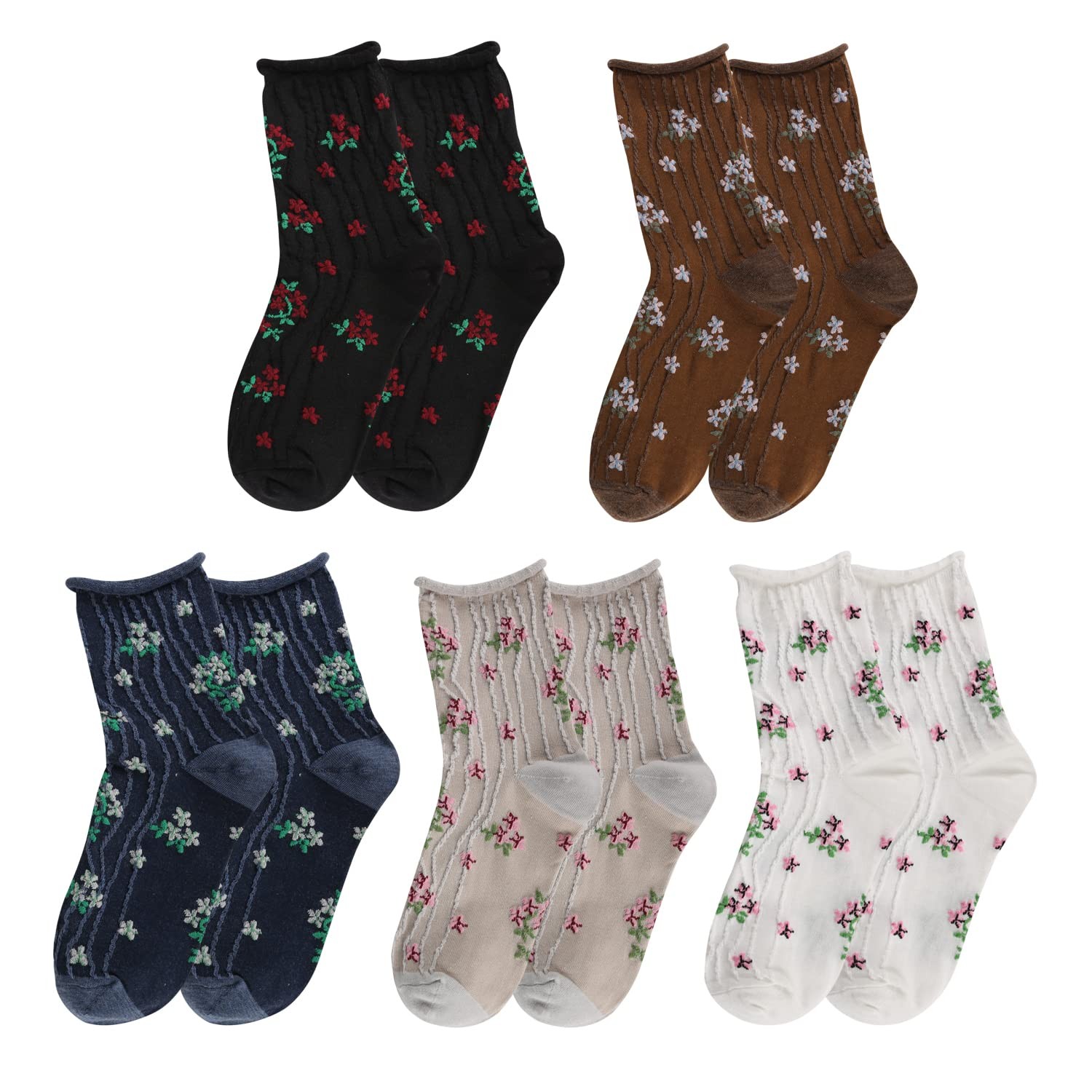 Benefeet Sox Womens Girls Cute Floral Socks One Size, 5 Pack-lilacs Flowers