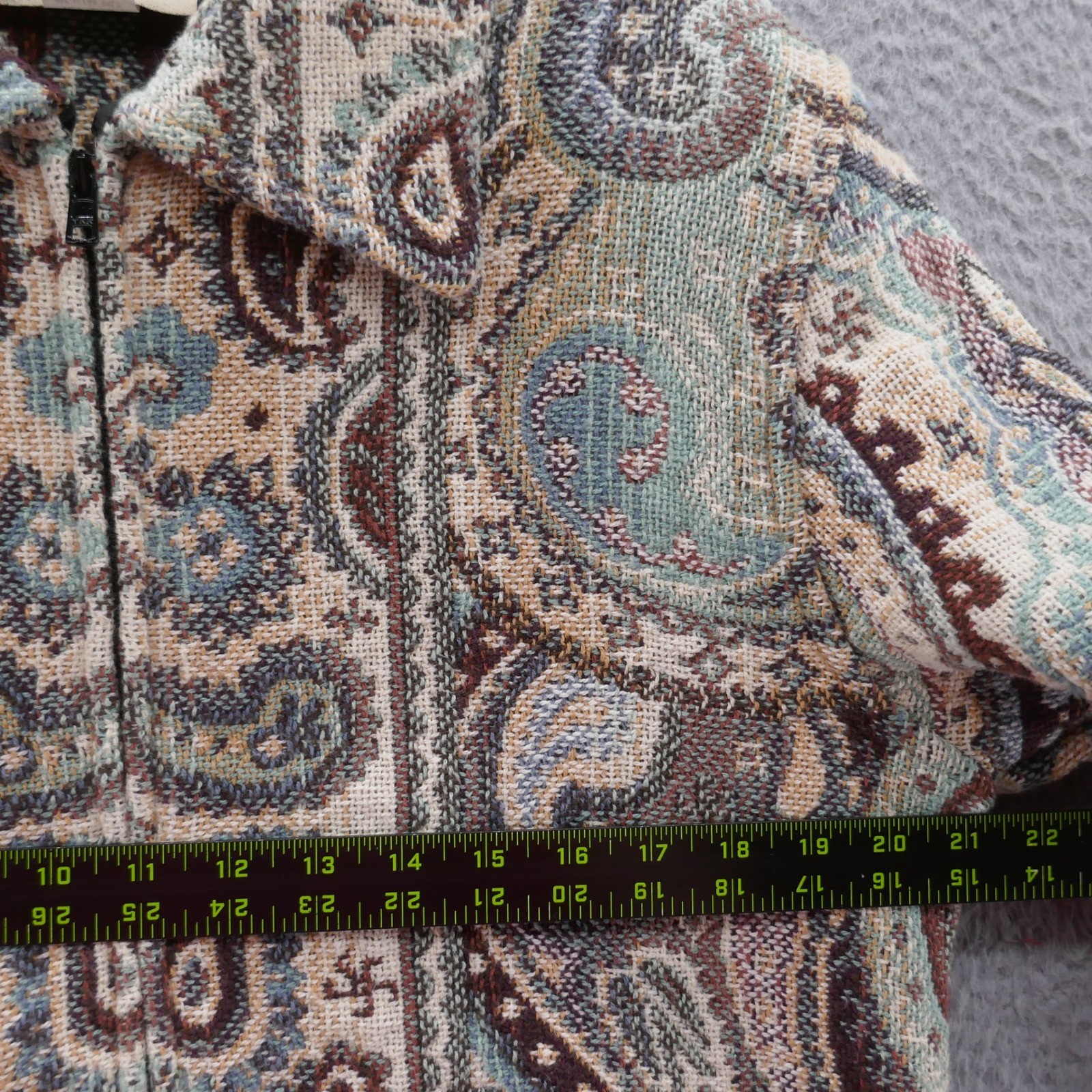 Painted Pony Vintage Tapestry Jacket Womens Medium Paisley Woven Cotton Made USA