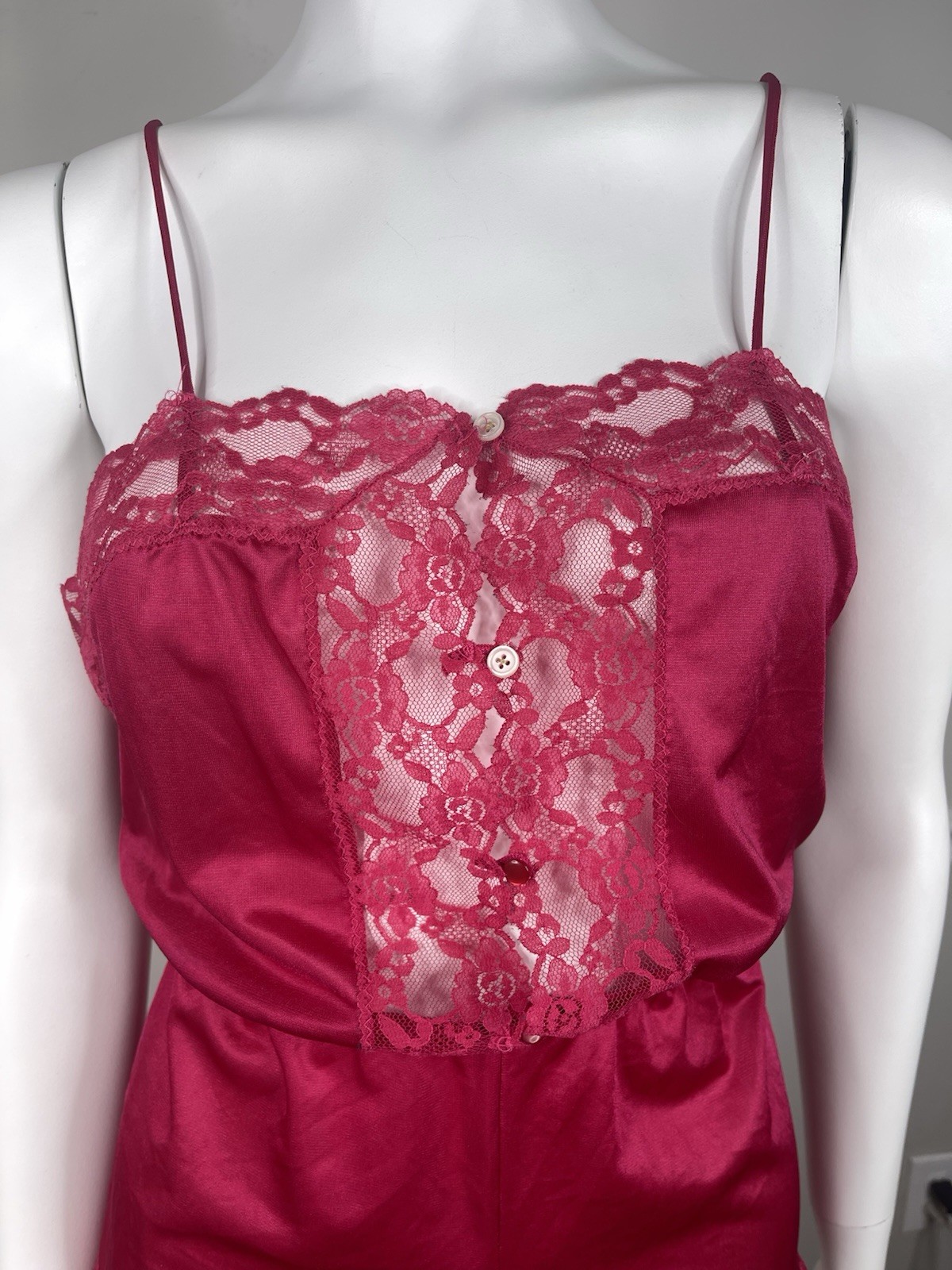 Vintage 80’s Juliara Vintage hot pink Lace Teddy Bodysuit Lingerie SZ M sexy