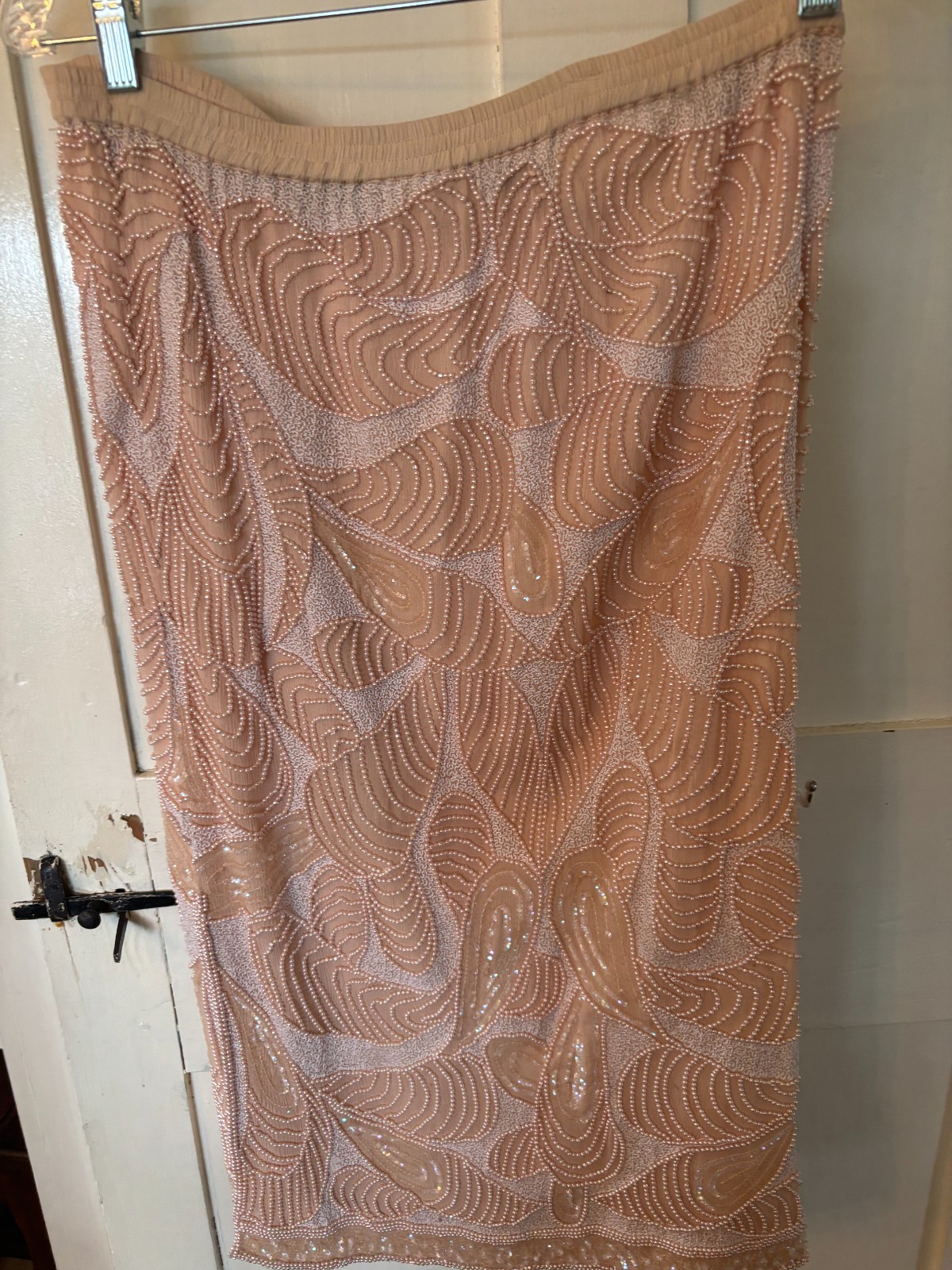 Judith Ann Creations Sequin/Pearl 2 pc Silk Pink Sz M