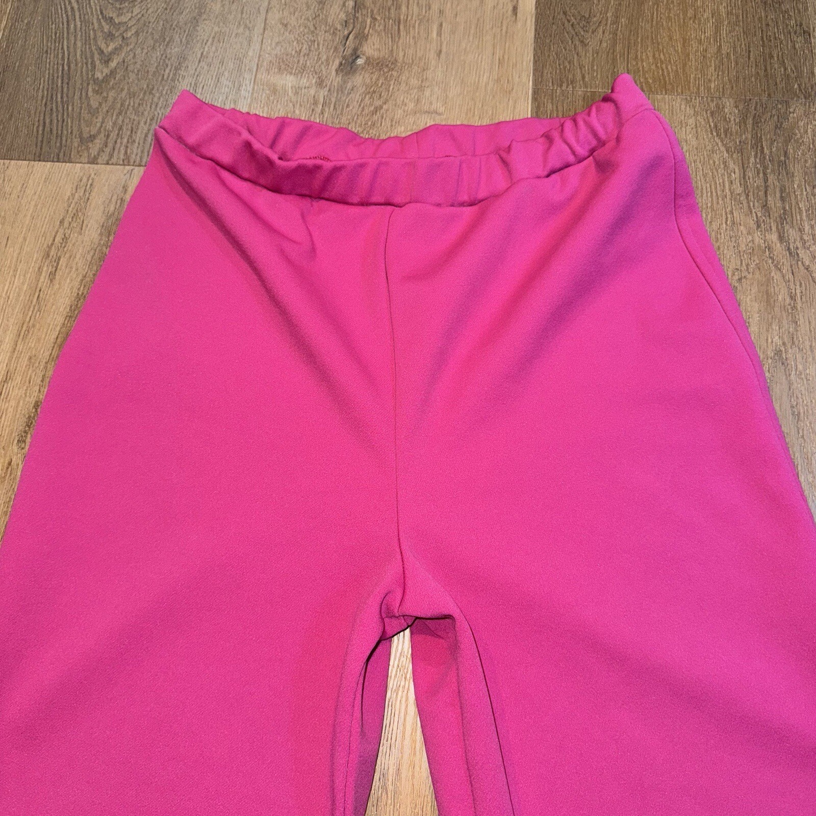 Vintage 60s 70s Bell Bottom Pants Womens 18 Pink Wide Leg Polyester Disco Hippie