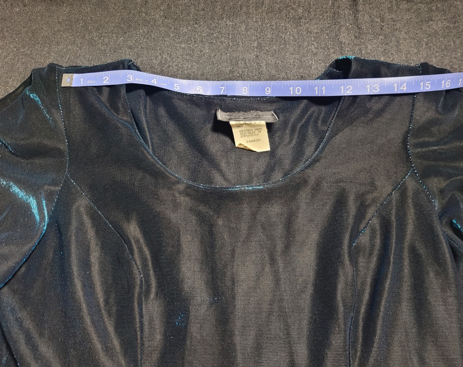 Vintage 70s 80s Blue Shiny Mini Dress Black Layered Party M/L Molly Malloy