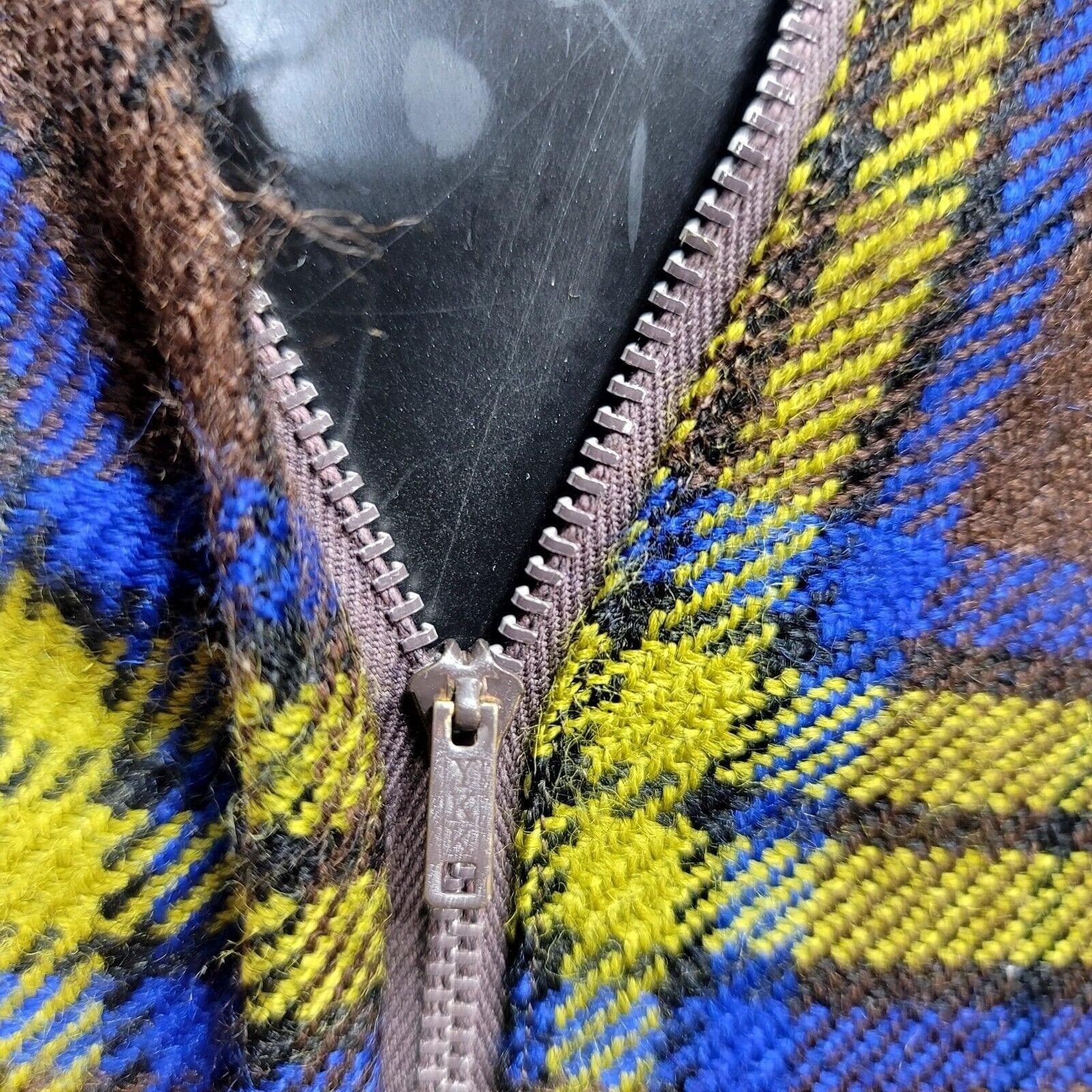 Vintage 60s Kajimatu Japan Wool Plaid Pantsuit Brown Blue Yellow Tartan Mod Set