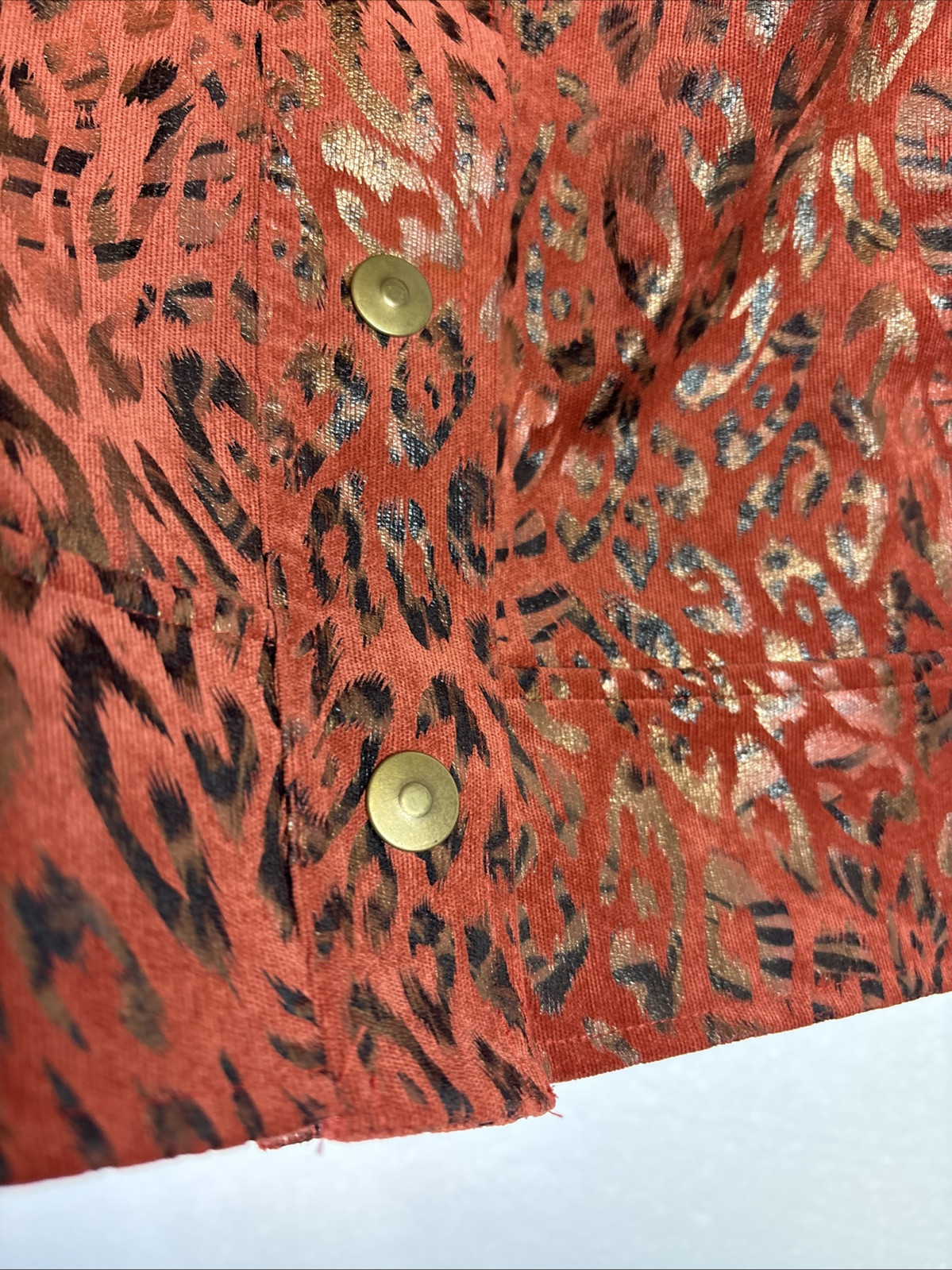 Company Collections Animal Print Top Womens Blouse Sz XL Rust Gold Black snap