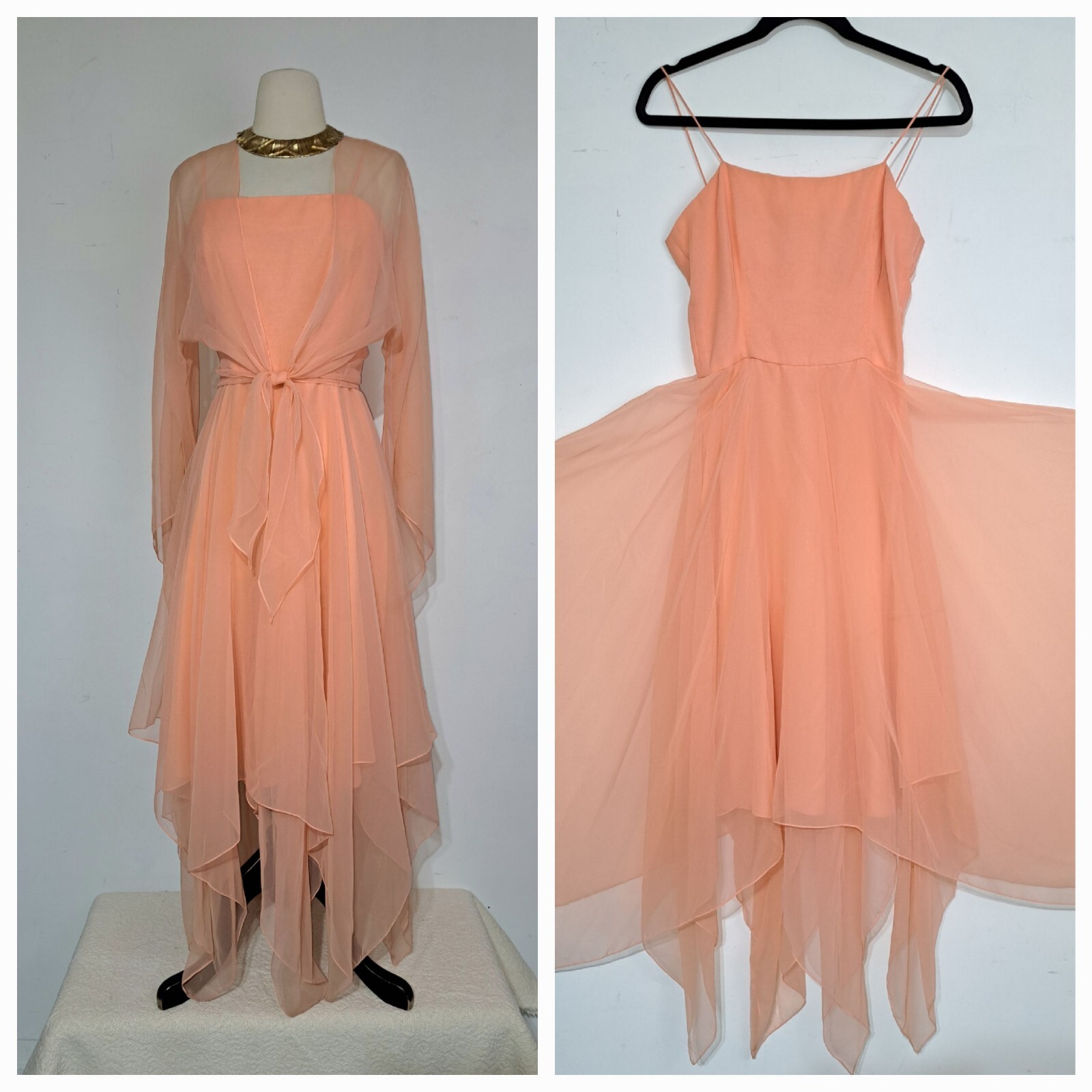 Vintage 1970s Handkerchief Festival Dress XS Don Luis de Espana Double Chiffon