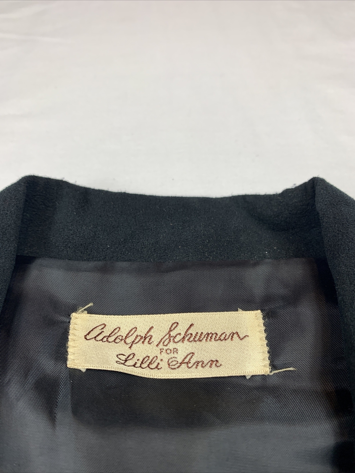 Vintage 80s 90s Adolph Schuman Lilli Ann Womens Ultra Suede Suit Size 10 Black