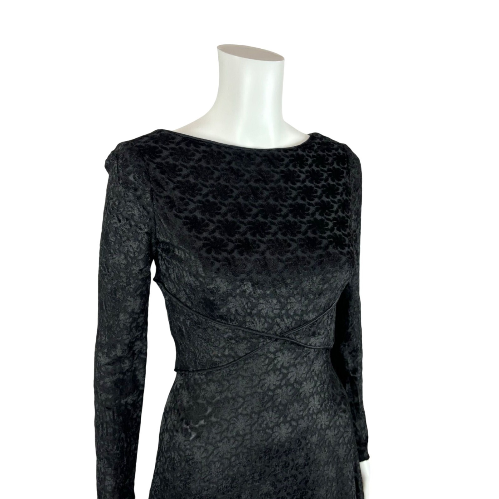 Vintage 70s Maxi Dress Women’s XS Adri Clothes Circuit Black Velvet Dark Floral