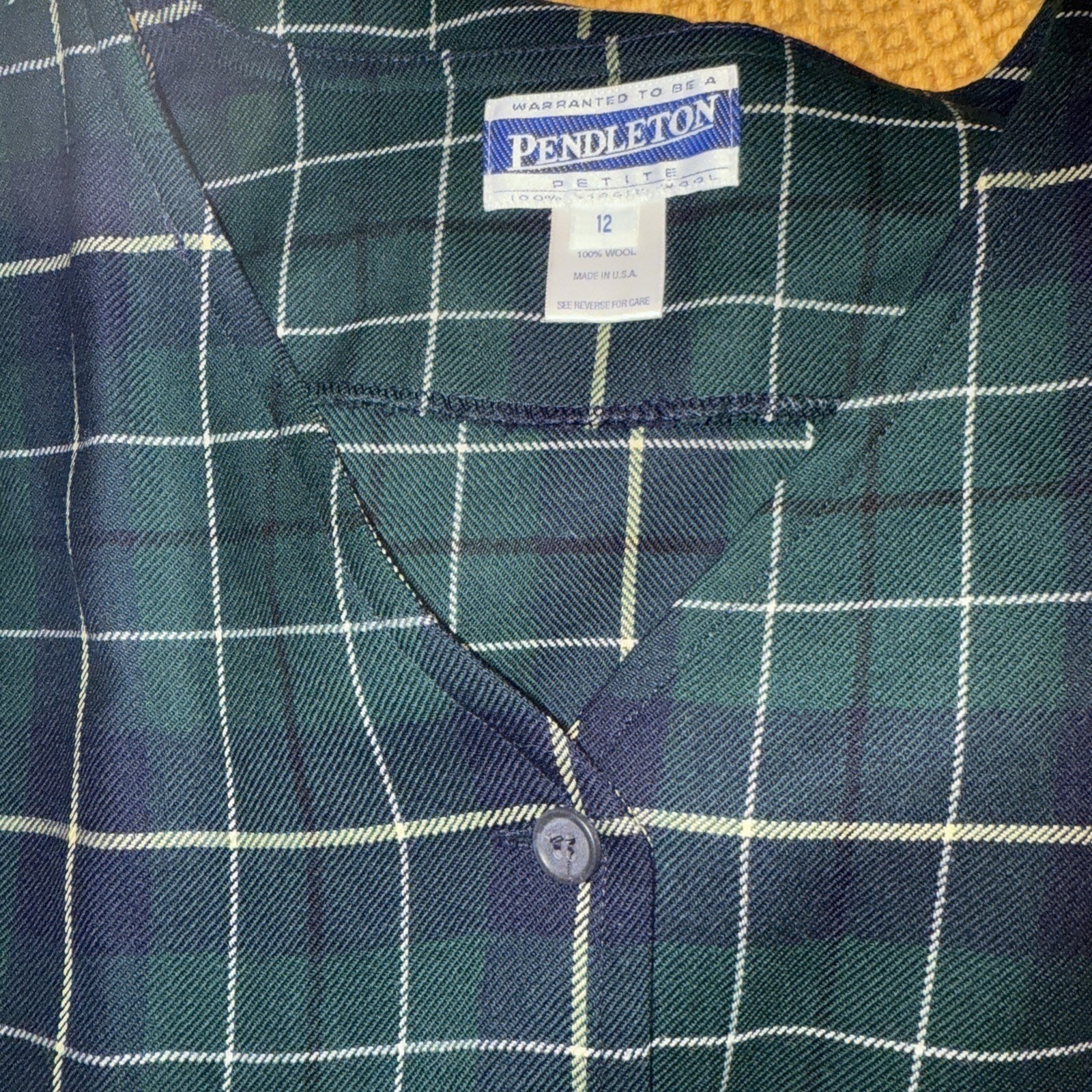 Pendleton 100% Virgin Wool Plaid Belted Dress Size 12 Vintage Made In USA