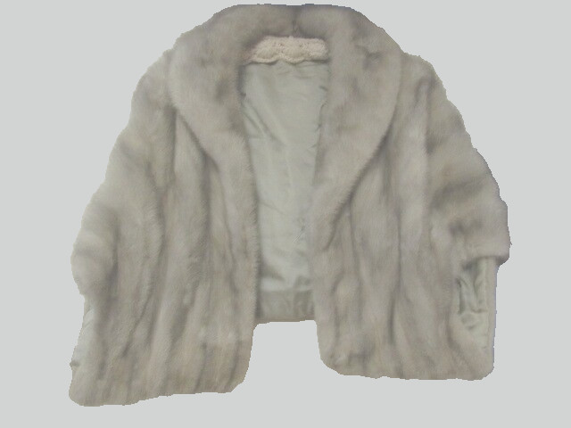 Vintage 50’s Cerulean Mink Fur Convertible Cape Stole Silver Gray Nice!