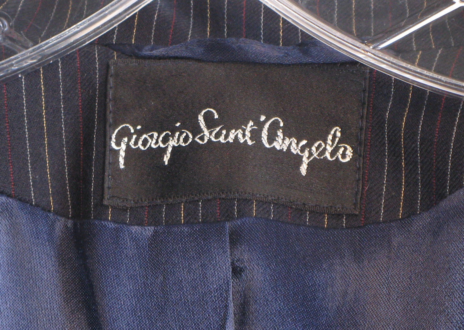 Vintage Women’s Giorgio Saint Angelo Wool Suit Jacket, Navy Pinstripe, 8, As Is