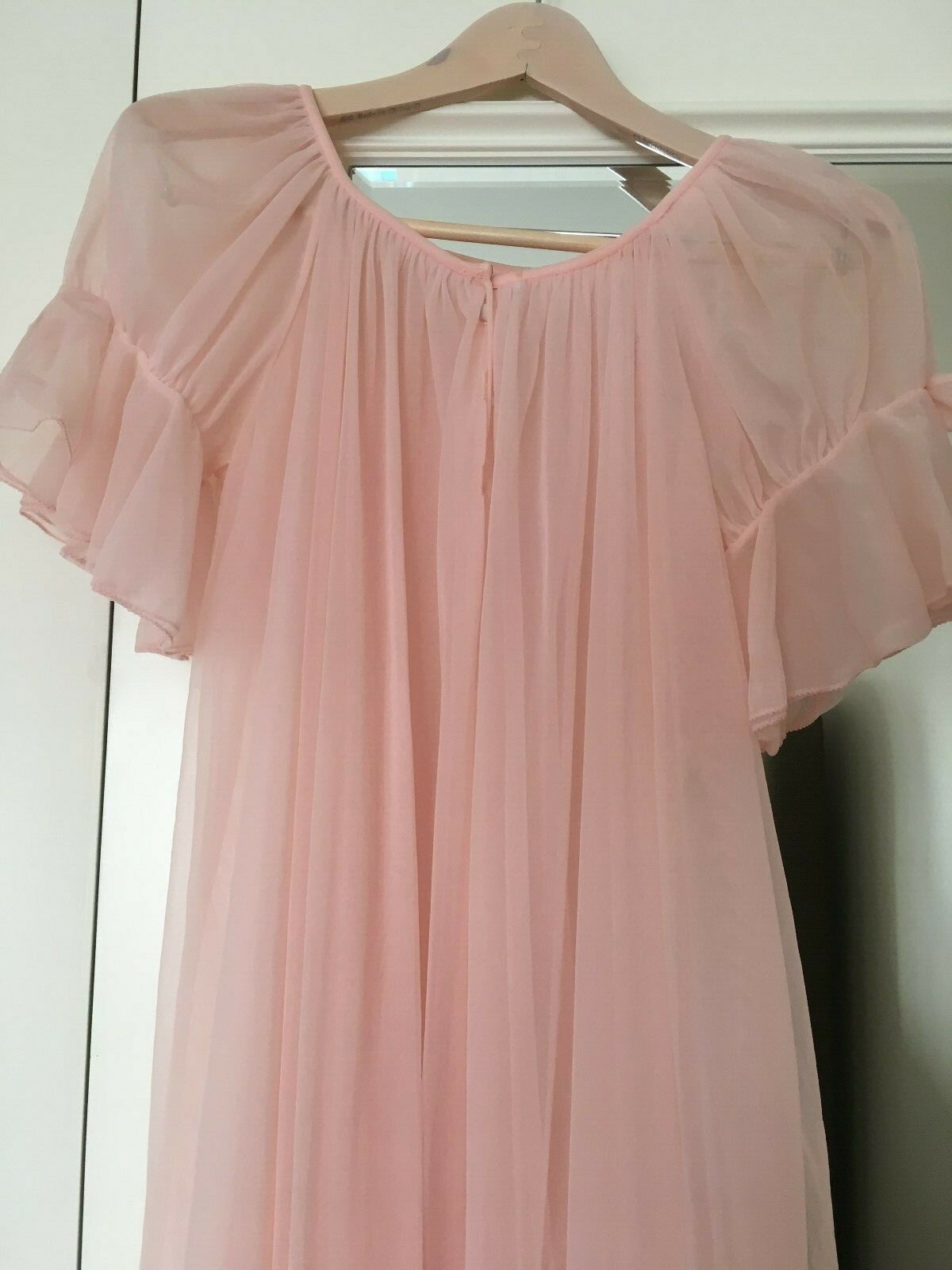 Vintage MISS ELAINE Robe Peignoir Night Gown Pink Chiffon Small – Medium