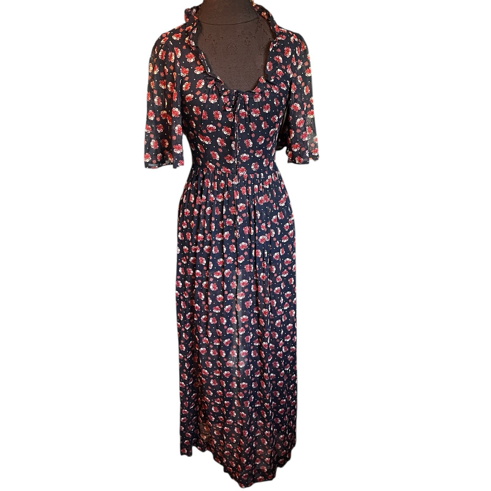 1960s Harriet London Bloomingdale’s Young East Sider Shop Cotton Floral Maxi XXS