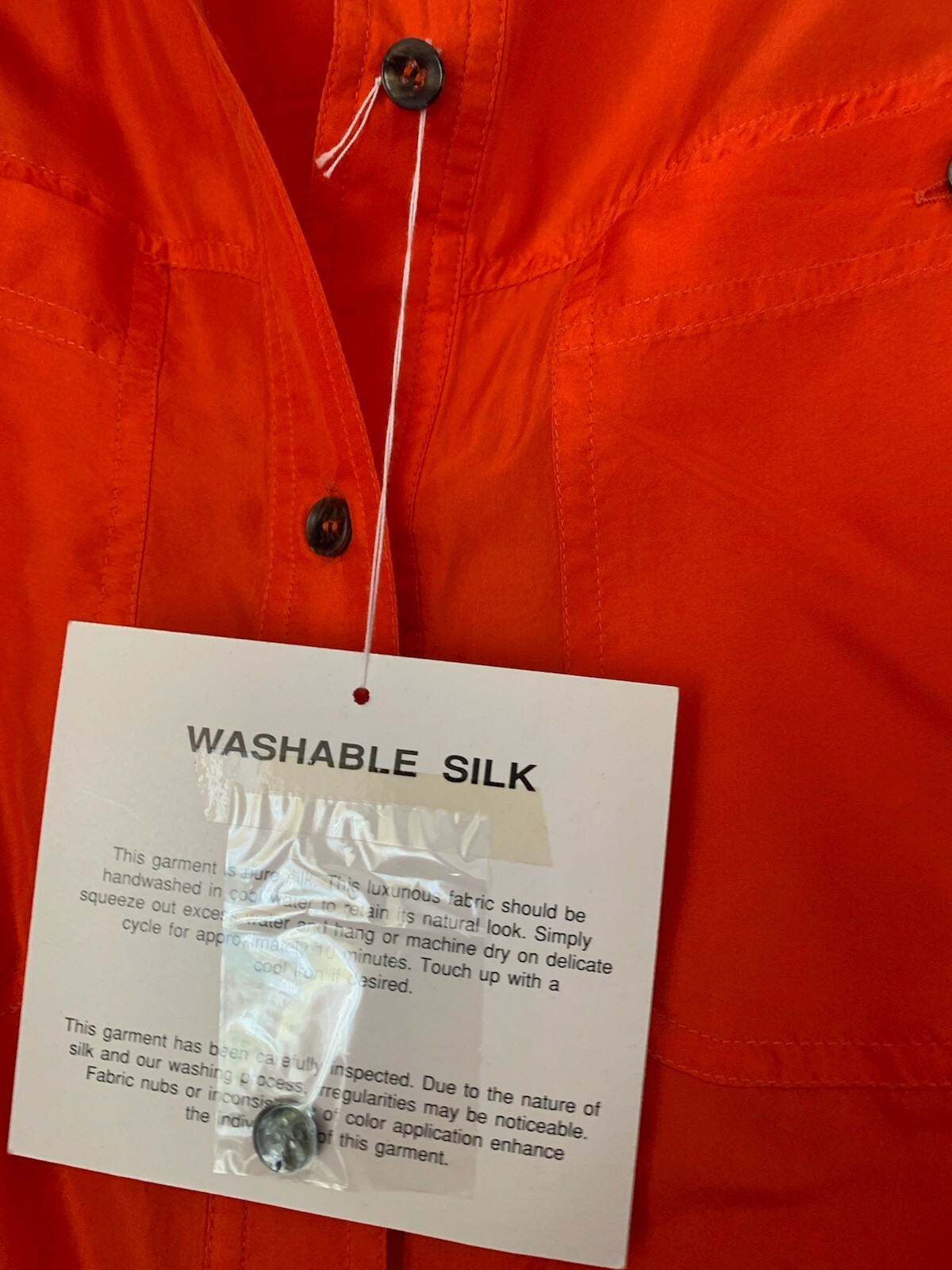 NWT Vintage GREG ADAMS 100% Silk bright orange Women’s Blouse Shirt SHOULDER PAD