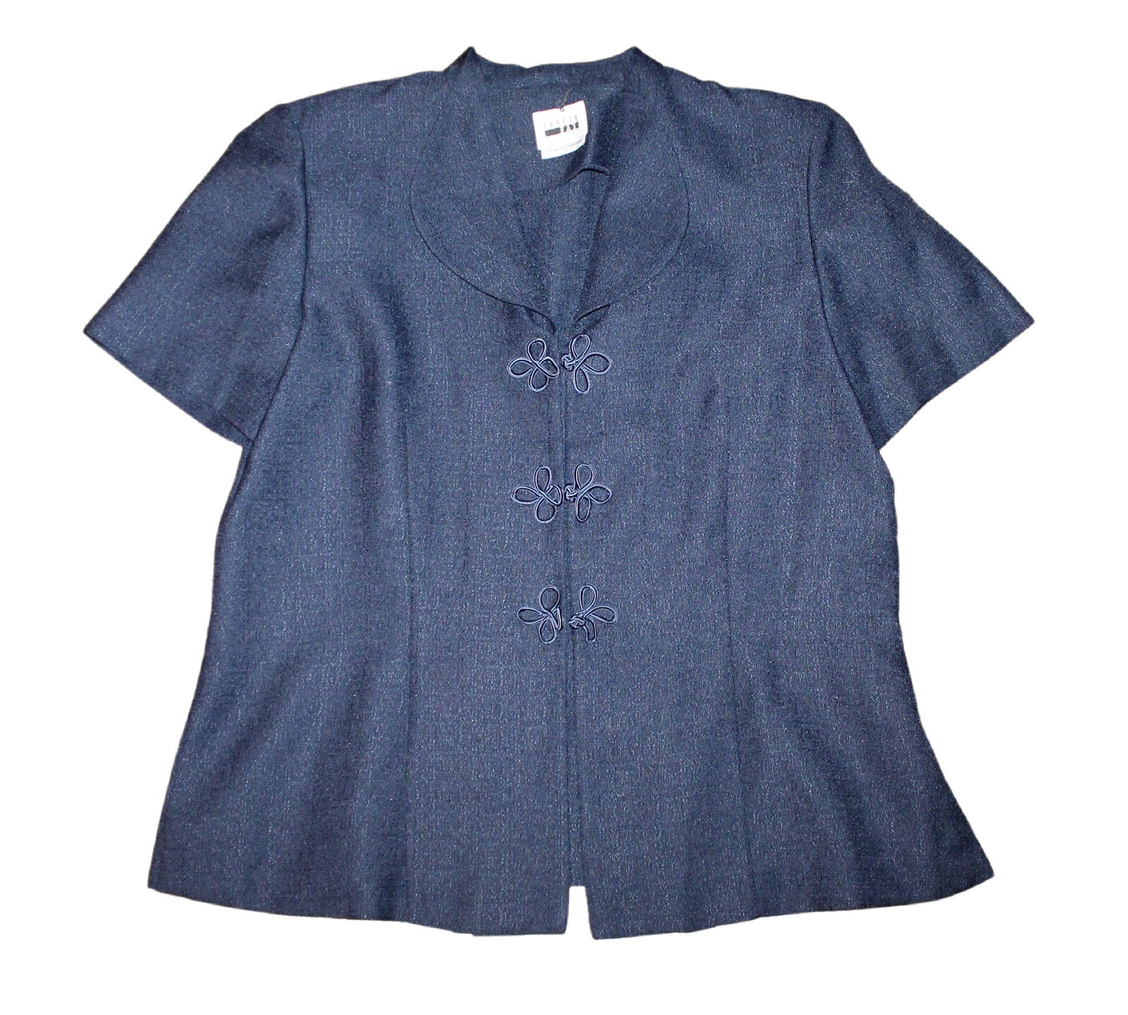 Vintage Preowned Leslie Fay dresses Blue Padded Shoulders Blouse Size 16