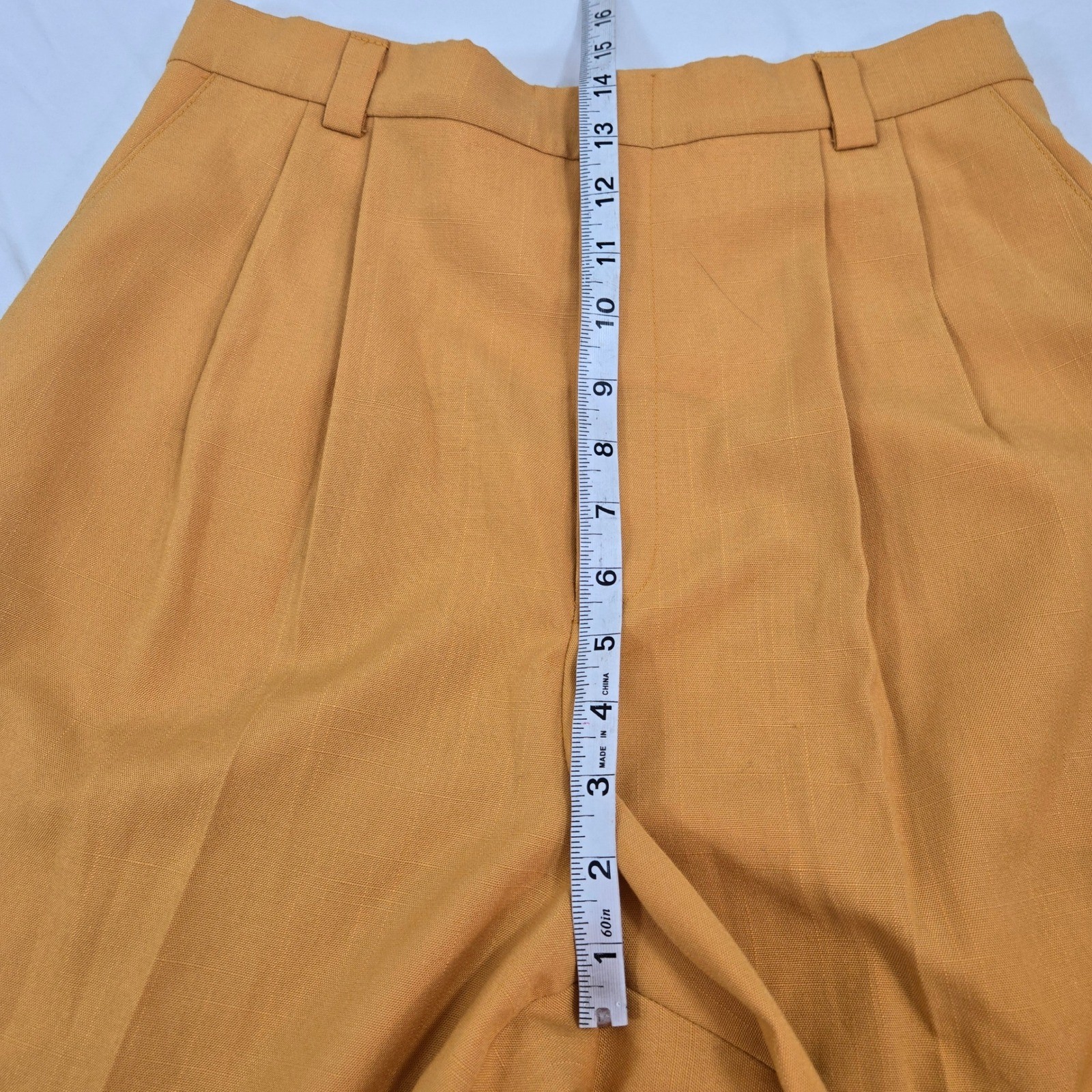 VTG Haggar Trousers Pants 10 (Tag VTG 14) Yellow Pleated High Waist Made In USA