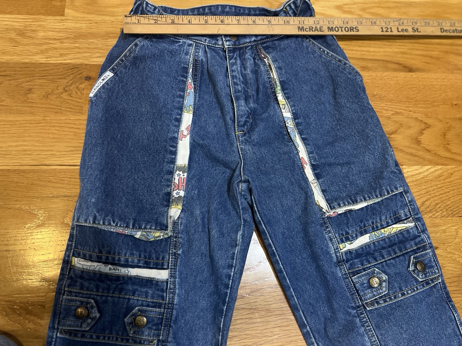Rare VTG 80s Women’s Gasoline Jeans Comic Strip Accented Pockets/ Snap Buttons