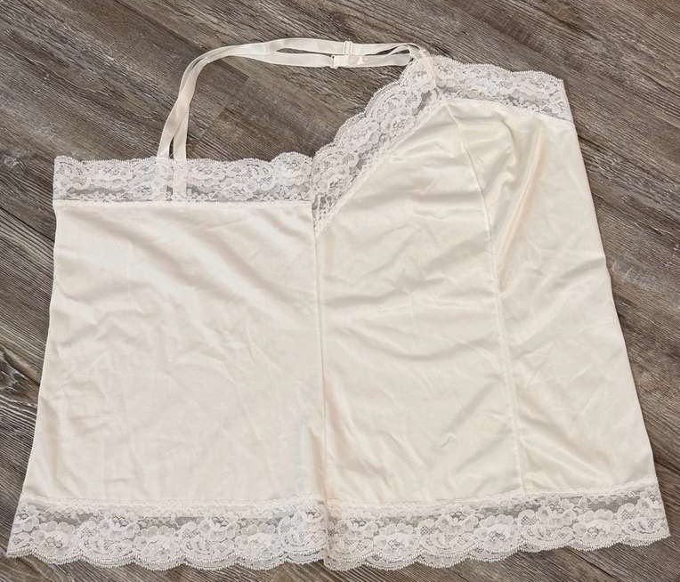 VTG 90’s Sliperfection Women’s White Satin Lace USA Made Spaghetti Strap Cami 2X