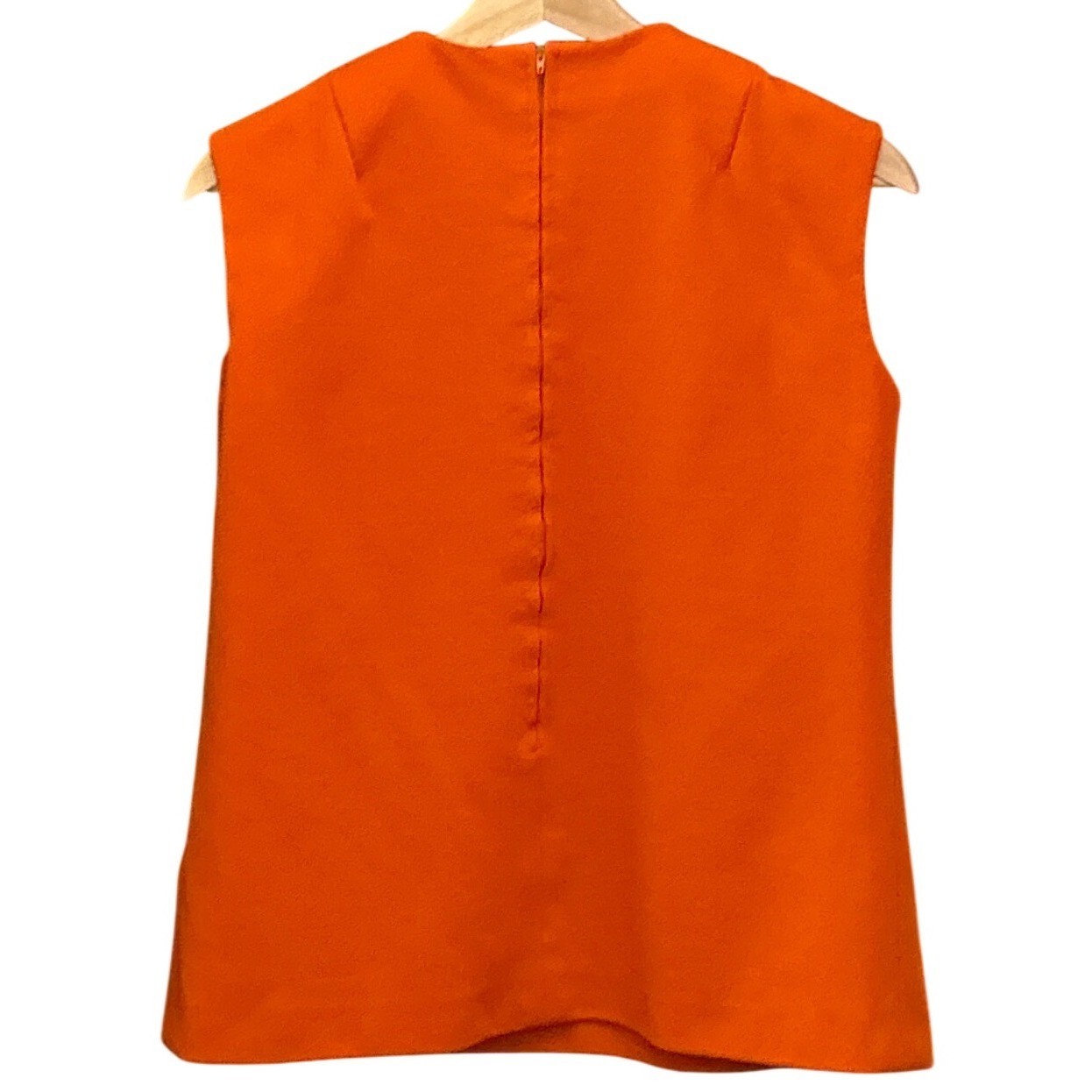 Vintage Unbranded Sleeveless Shell Top Mod Retro Orange Knit Zipper Back Blouse