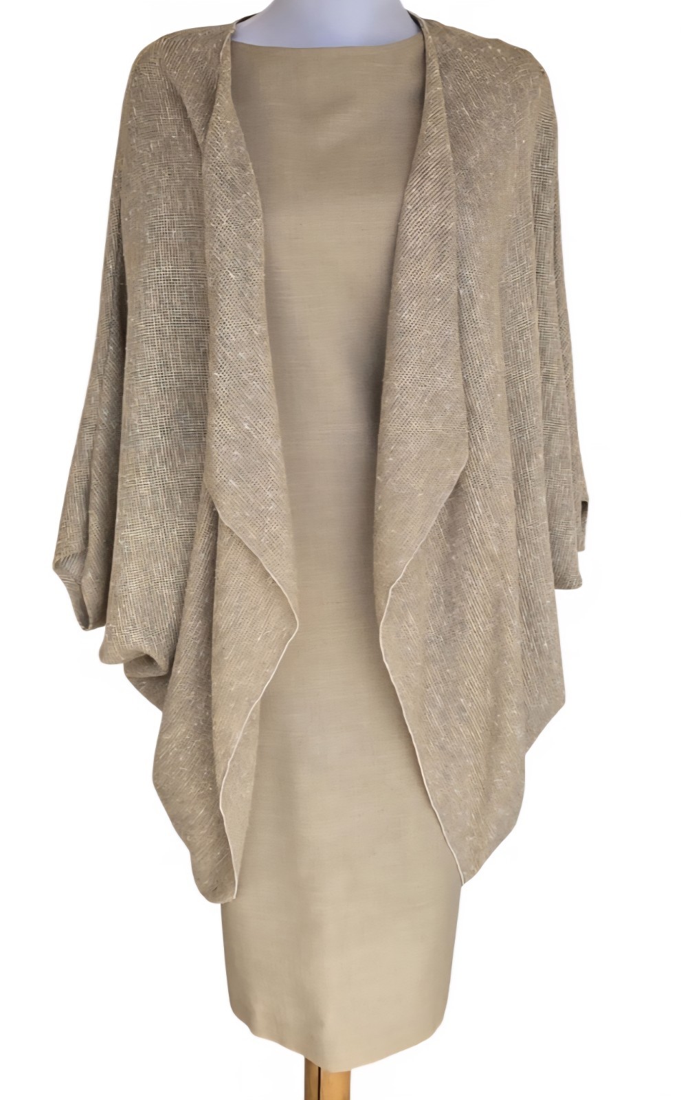 1980s ELLEN HART ORIGINALS Linen Dress With Matching Kimono Style Cardigan L/XL