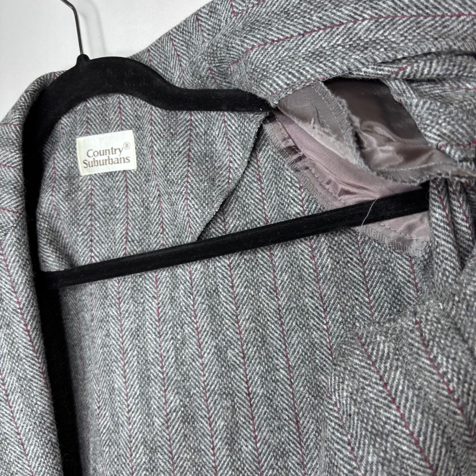 80s Wool Herringbone Blazer and Skirt Set Size M Classic English Countryside