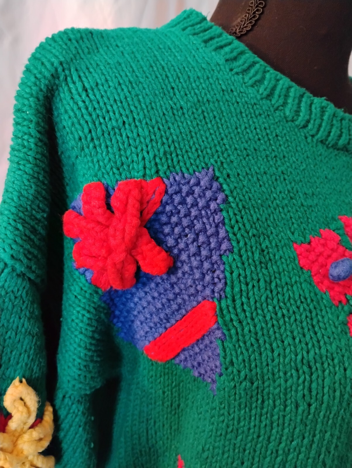 Vintage Robert Scott LTD Green Gift Presents Sweater Size Large